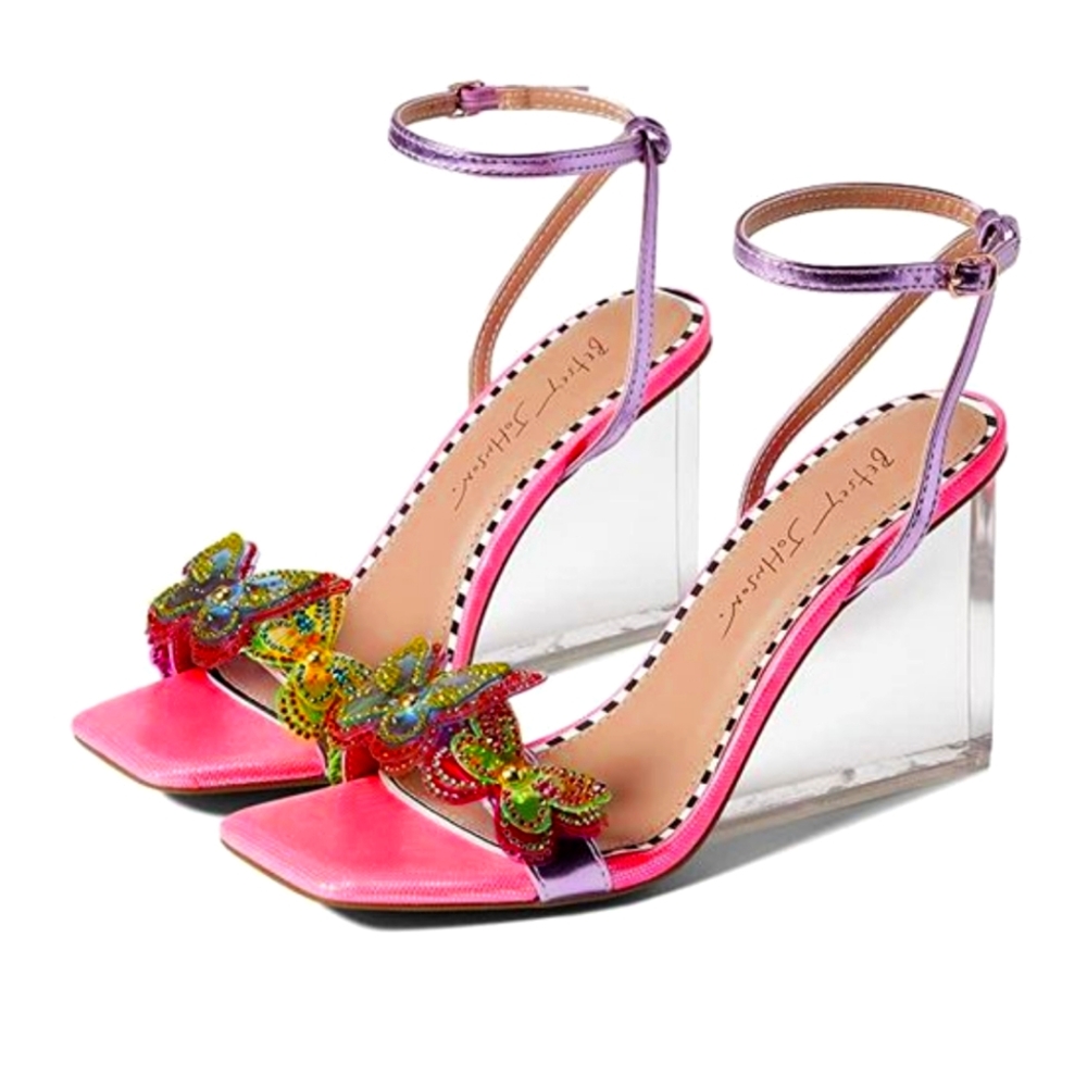 Betsey Johnson Women's Gordon Heeled Sandal, Magenta Multi Sz 9.5
